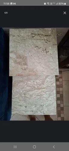 Mesa de Apoio em Mármore Travertino- Tamanho G