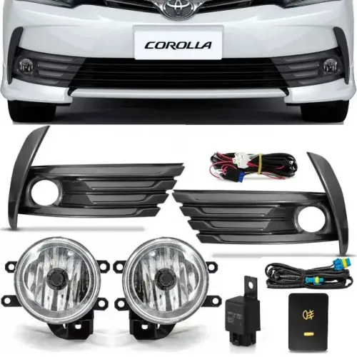 Kit Farol de Milha Neblina Auxiliar para o Toyota Corolla 2017 - 2019 Molduras Grafite