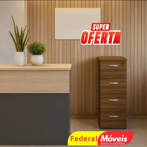 Armário de Escritório 4 Gavetas 1,27x0,46x0,42 - Ideal para documentos!