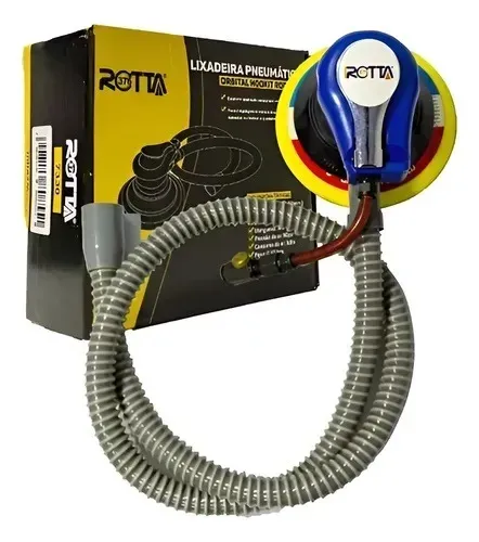 Lixadeira Orbital Aspirada Pneumática 6'' Roquite Hookit Azul-turquesa