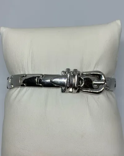 pulseira silver con designer fivela