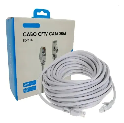 Cabo De Rede Cftv Conexão Internet Rj45 Cat6 De 20 Metros Novo Loja Coimbra Computadores