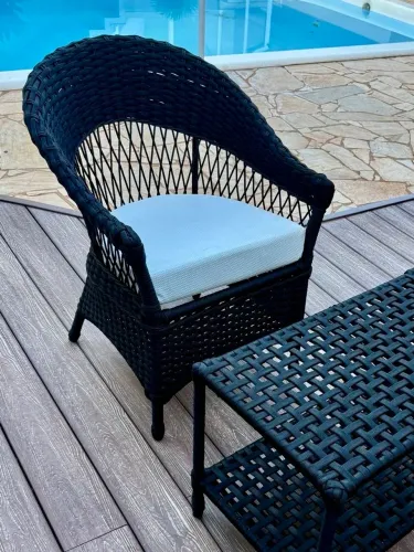 Poltrona jardim varanda sacada alumínio corda nautica assento