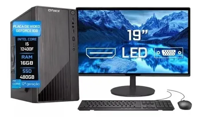 Computador Completo Intel I5 12400f 16gb Ddr4 Ssd 480gb 