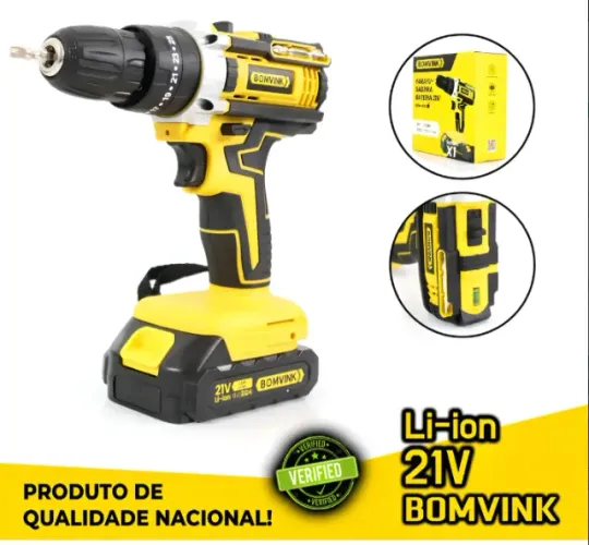 Parafusadeira E Furadeira De Impacto Bateria 21v Sem Fio 1 bateria