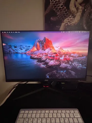 Monitor Gamer Speed 23,8'' 24g2he5 75hz Ips 1ms Wide Aoc Cor Preto/Vermelho 110V/220V