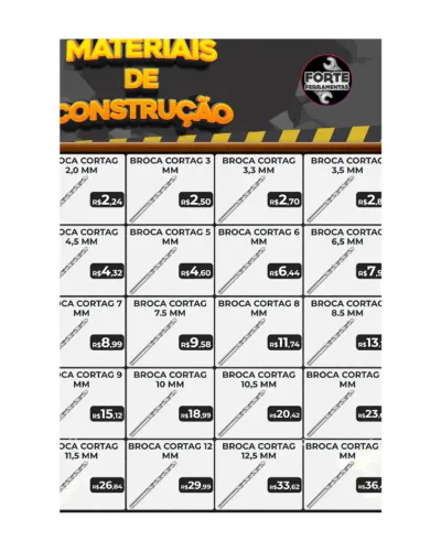 Brocas Aço Rápido Cortag 2MM ao 20MM