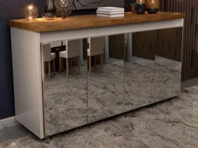 Buffet Maria 4 portas com espelho - Cinamomo/Off white l65