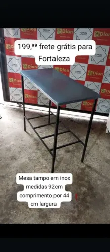 Mesa Tampo em Inox - 92cm x 44cm - Frete Grátis para Fortaleza