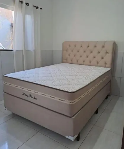 Cama Box Casal Sleep Pocket com Cabeceira