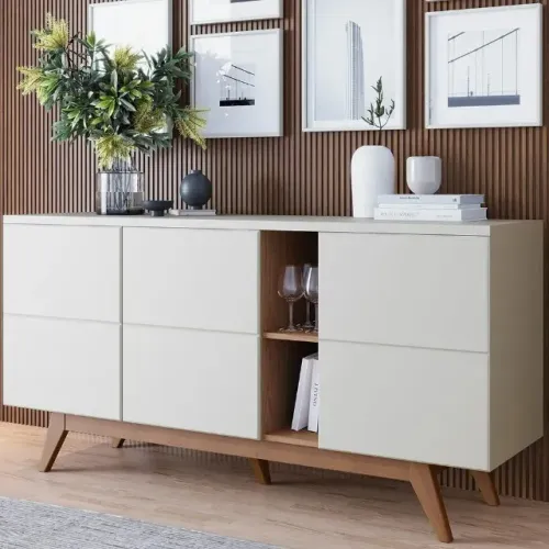 Design e Funcionalidade Buffet Aparador Noronha 3 Portas com Entrega e Montagem Sem Custo