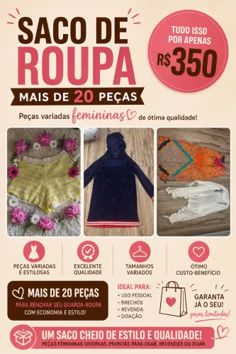 SACOLA DE ROUPAS COM MAIS DE 20 PEÇAS