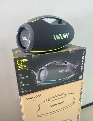 Caixa de Som Boombox Waaw by Alok Hyperboom 1000 Bluetooth À Prova d'Água 180W RMS