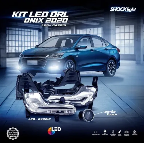 Kit Farol Milha Led Drl Chevrolet Onix 2020-2025 Botão Original Shocklight Melhor do Bras