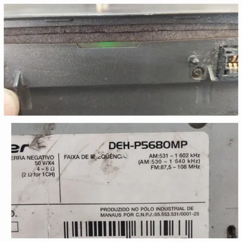 Traseira Pioneer deh-p5680mp ligando 