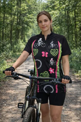 Camiseta Feminina de Ciclismo com Proteção UV Ziper Frontal Reforçado BIKE