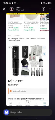 Maquina de tatuagem pen com duas baterias
