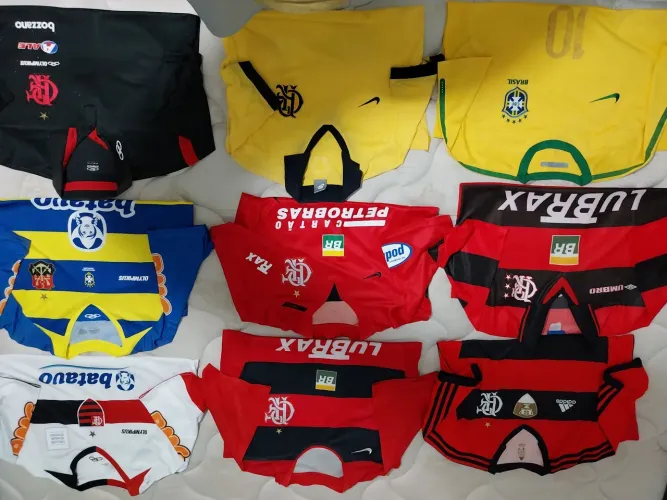 Lote c/8 camisas Flamengo e 1 seleção brasileira.