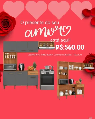 Armário cozinha Nina 2.20m 6 portas 1 gaveta / pague na entrega / entregamos em 24h