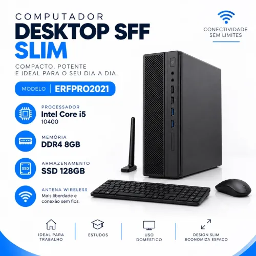 Computador SFF Slim processador i5-10400 memória 8gb DDR4 SSD 128gb