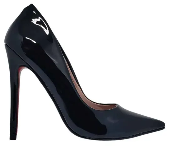 Scarpin preto verniz salto alto 12cm sola vermelha (TAMANHO 36)