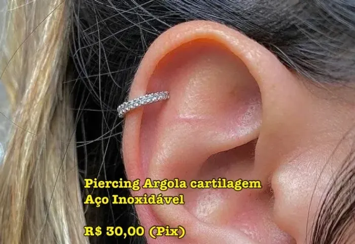 PIERCING COM STRASS AÇO INOXIDÁVEL