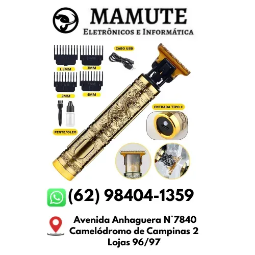 Maquina Acabamento Corta Cabelo Barba Desenho Dragao Sem Fio Recarregavel