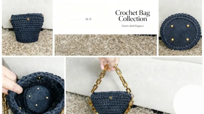 Linda Bolsa de Mão em Crochê Preta