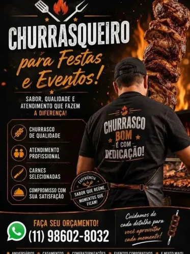 Churrasqueiro Profissional para Festas e Eventos!! Melhor Preço Garantido!!