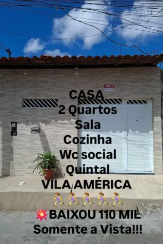 CASA NA VILA AMÉRICA APENAS 110 MIL REAIS!