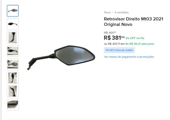 espelho retrovisor lado direito original MT03/R3