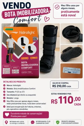 Bota imobilizadora tamanho 33 a 37