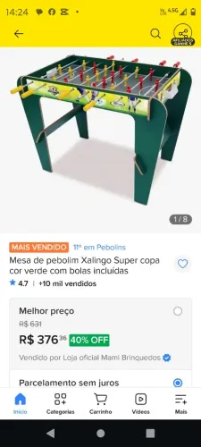 Mesa pimbolim infantil 