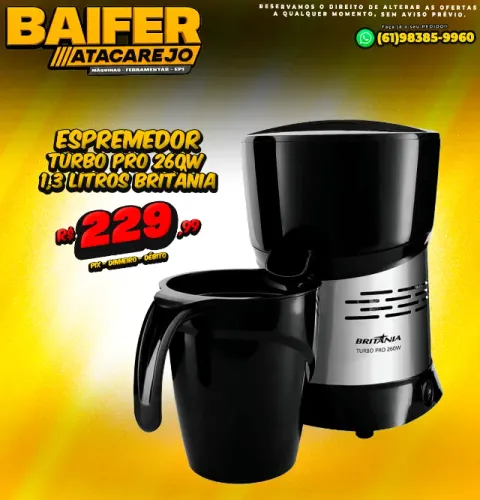 Espremedor Turbo Pro 260w 1,3 Litros Britânia