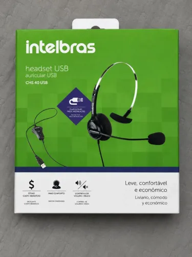 ? Headset USB Intelbras CHS 40 USB com Microfone | Plug & Play | Leve e Confortável