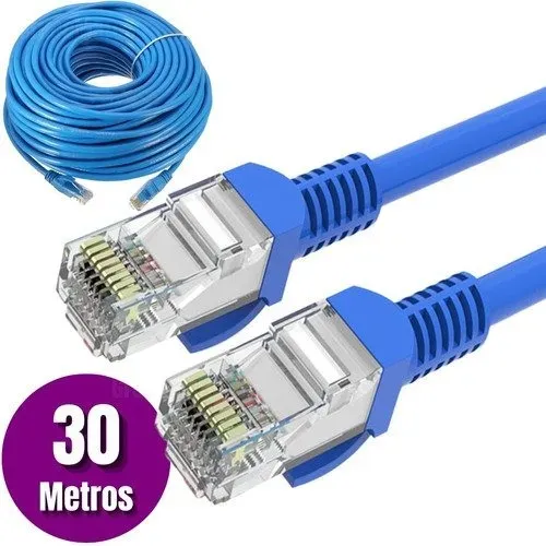 Cabo De Rede Cat5e 30m Crimpado Alta Velocidade Novo