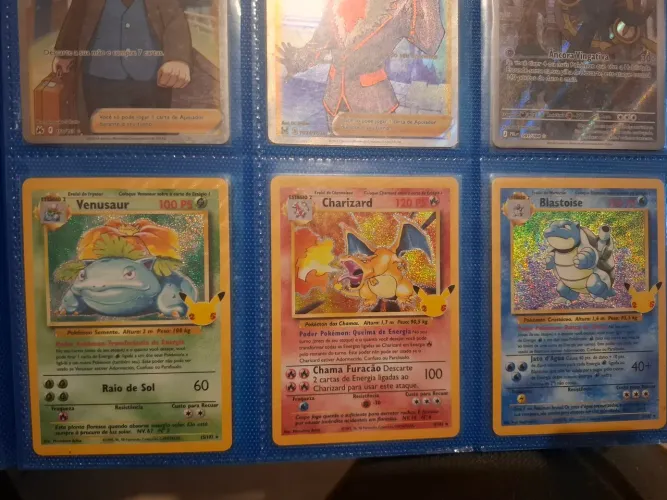 Pokémon cartas, Charizard, Venusaur e Blastoise