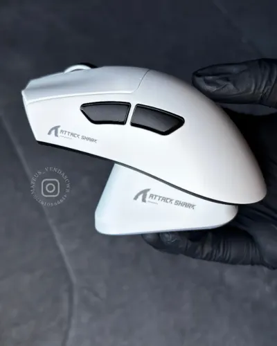 MOUSE GAMER SEM FIO ATTACK SHARK V3 PRO branco- COM DOCK MAGNÉTICO
