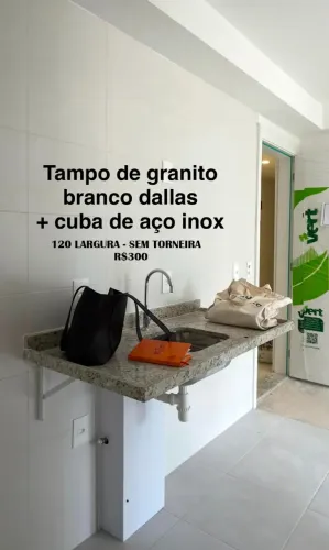 Pia Granito Branco Dallas + Cuba Aço Inox 