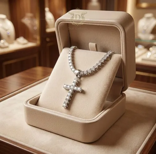 Conjunto Riviera Diamond com Crucifixo em Ouro 18K 750