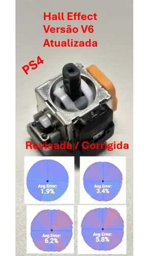 Par Analogico Hall Effect Ginfull para Controle PS4 Nova Versão V6 Atualizada Drift