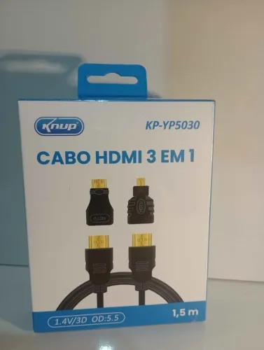 Cabo HDMI 1,5 metros com adaptador MINI HDMI e MICRO HDMI - entrega grátis em Campo Grande