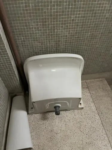 Tanque de louça branco de pé