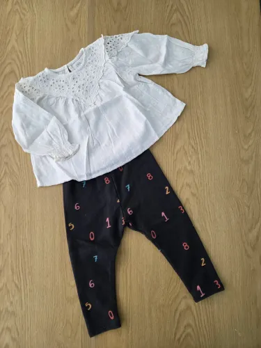 conjunto zara blusa bata laise e calça 9-12m