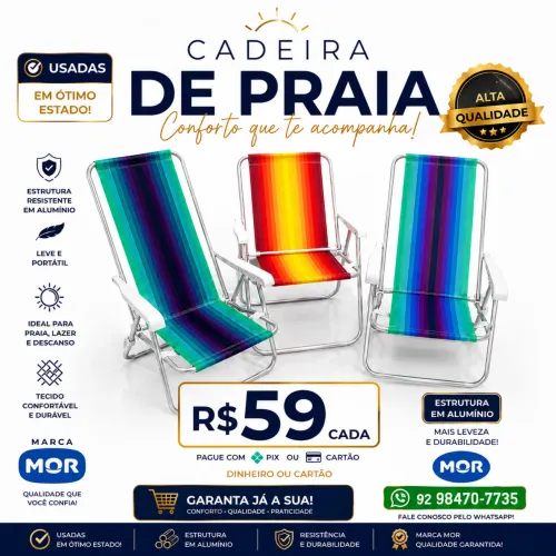 CADEIRAS EM ALUMÍNIO MOR SEMINOVAS