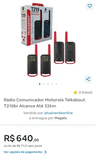 VENDO RÁDIO COMUNICADOR MOTOROLA TALKABOUT