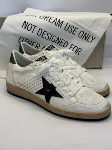 tênis golden goose ballstar branco/preto/verde 41
