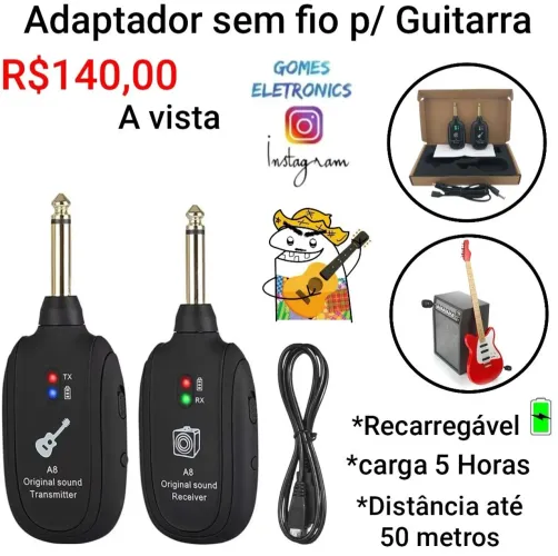 Adaptador sem fio para guitarra adaptador para Guitarra sem fio ate 50 Metros livre