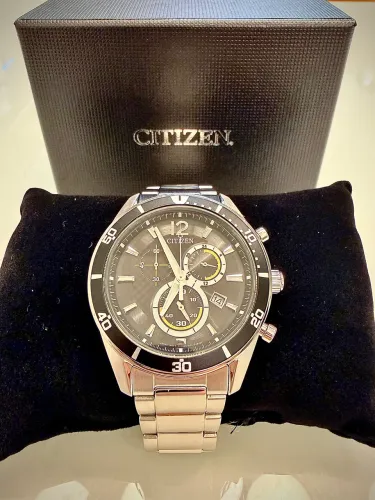 Relógio Citizen Eco-Drive Chronograph Preto e Amarelo Novo, Original