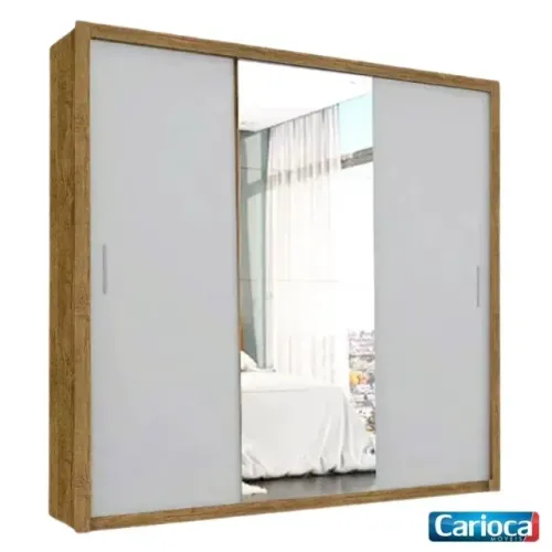 Guarda Roupa Veneza 3Pts 4Gvs Cinamomo.Off White Carioca - Entrega Rápida!